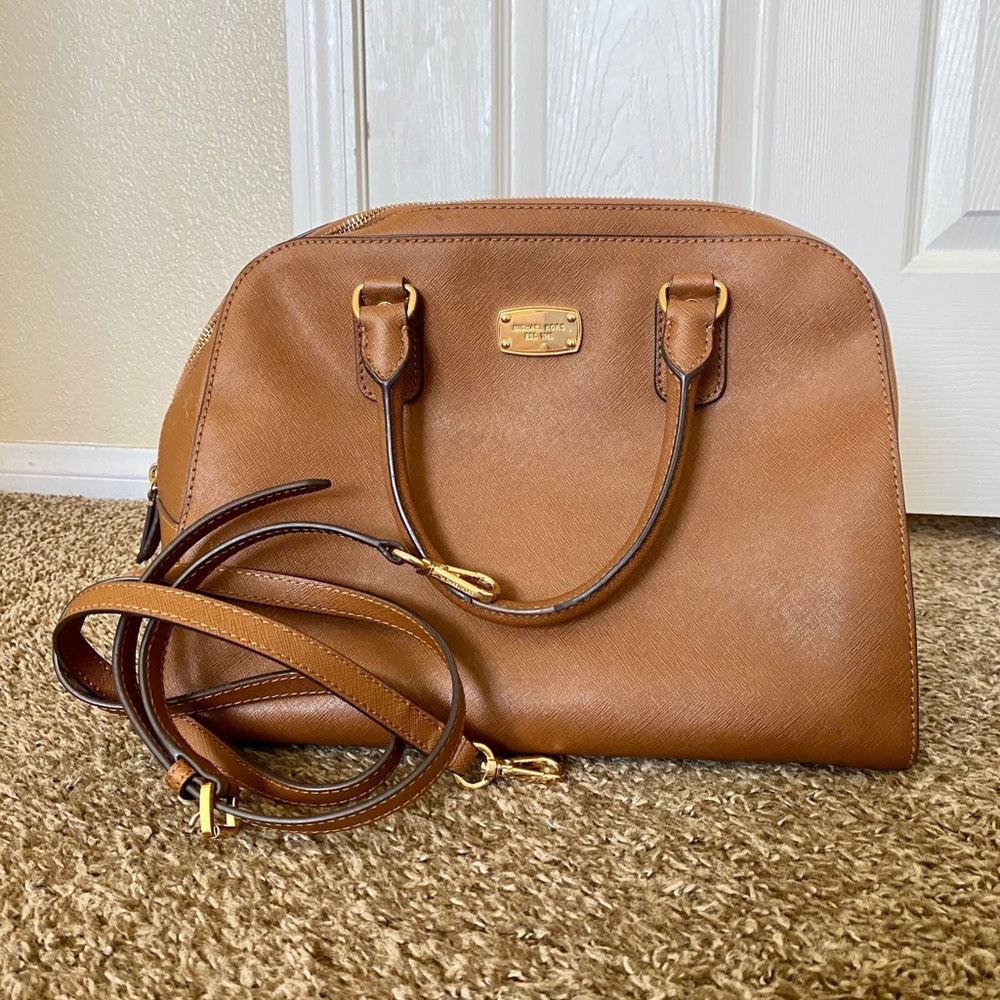 SOLD Micheal Kors Brown Dome Leather Bag